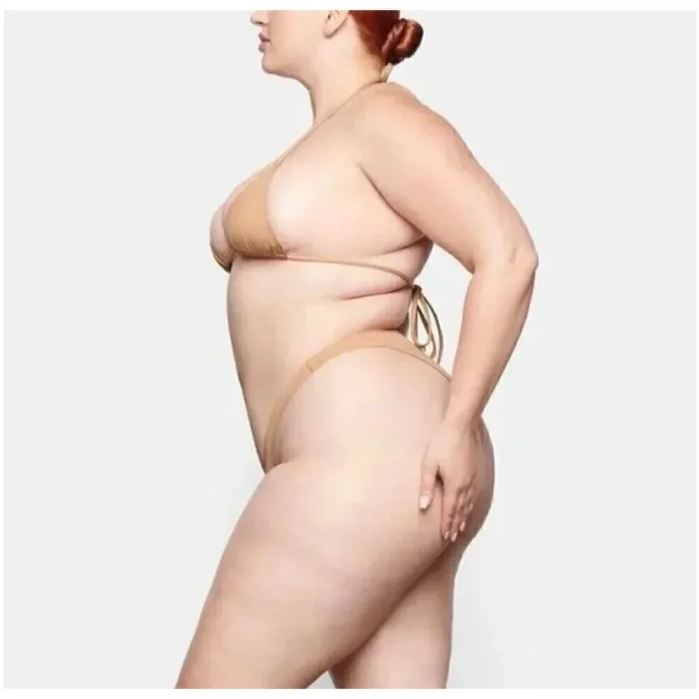 SKIMS MICRO TANGA BIKINI BOTTOMS SWIM, OCHRE, BEACH, VACATION, PLUS SIZE, 4X